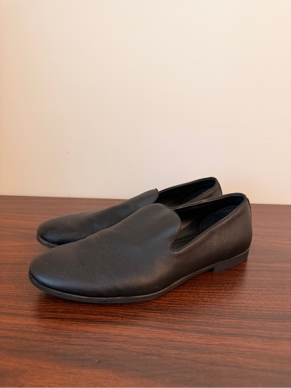 Zara Men’s Black Textured Smoking Slipper Loafers EU 41 US 8